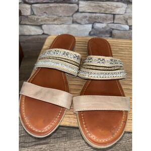 JellyPop Woman's Brown  Sandals Size 9.5 M With 2 Straps Flats
